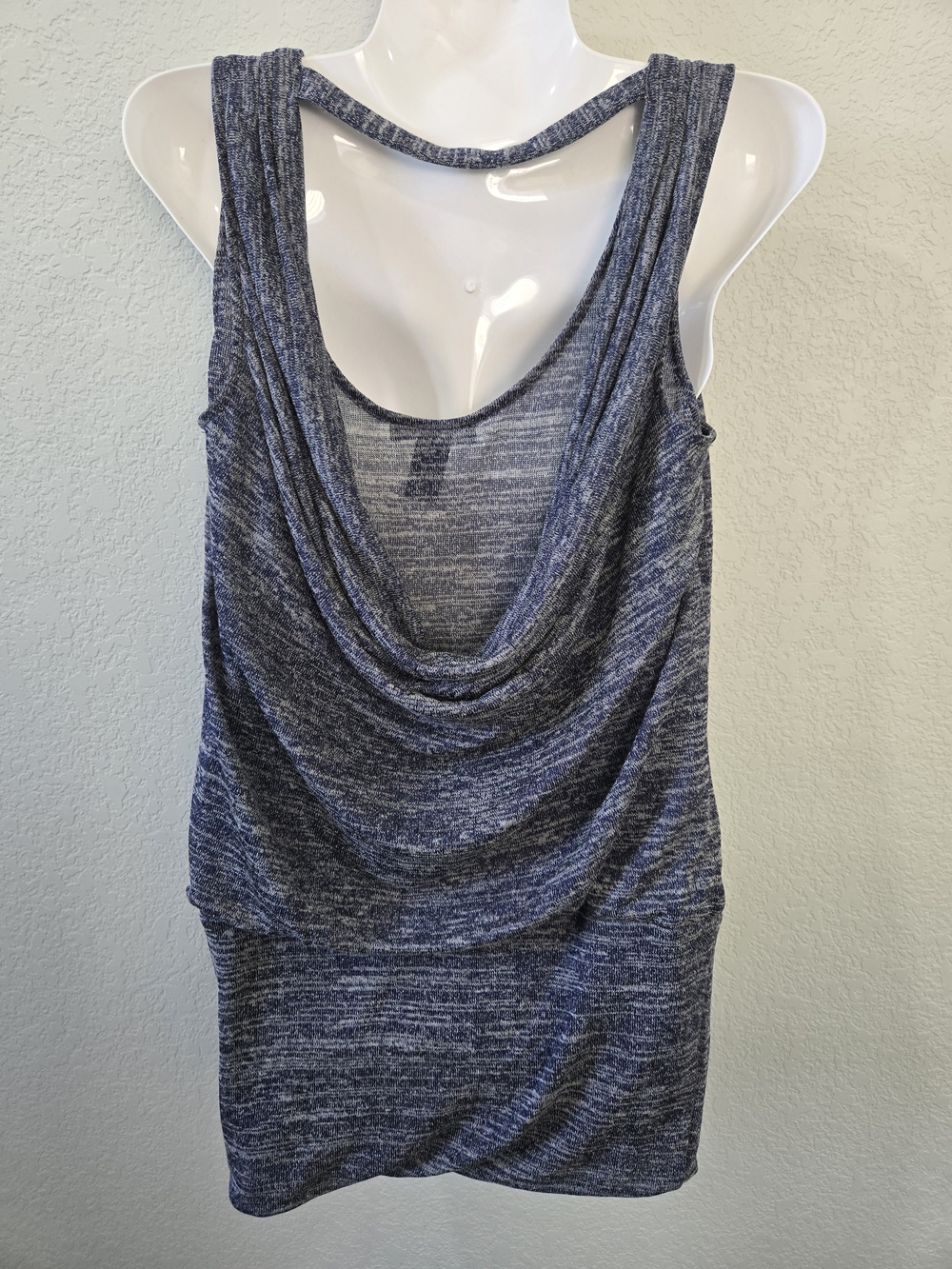 White House Black Market Navy and White Marled Tank Top